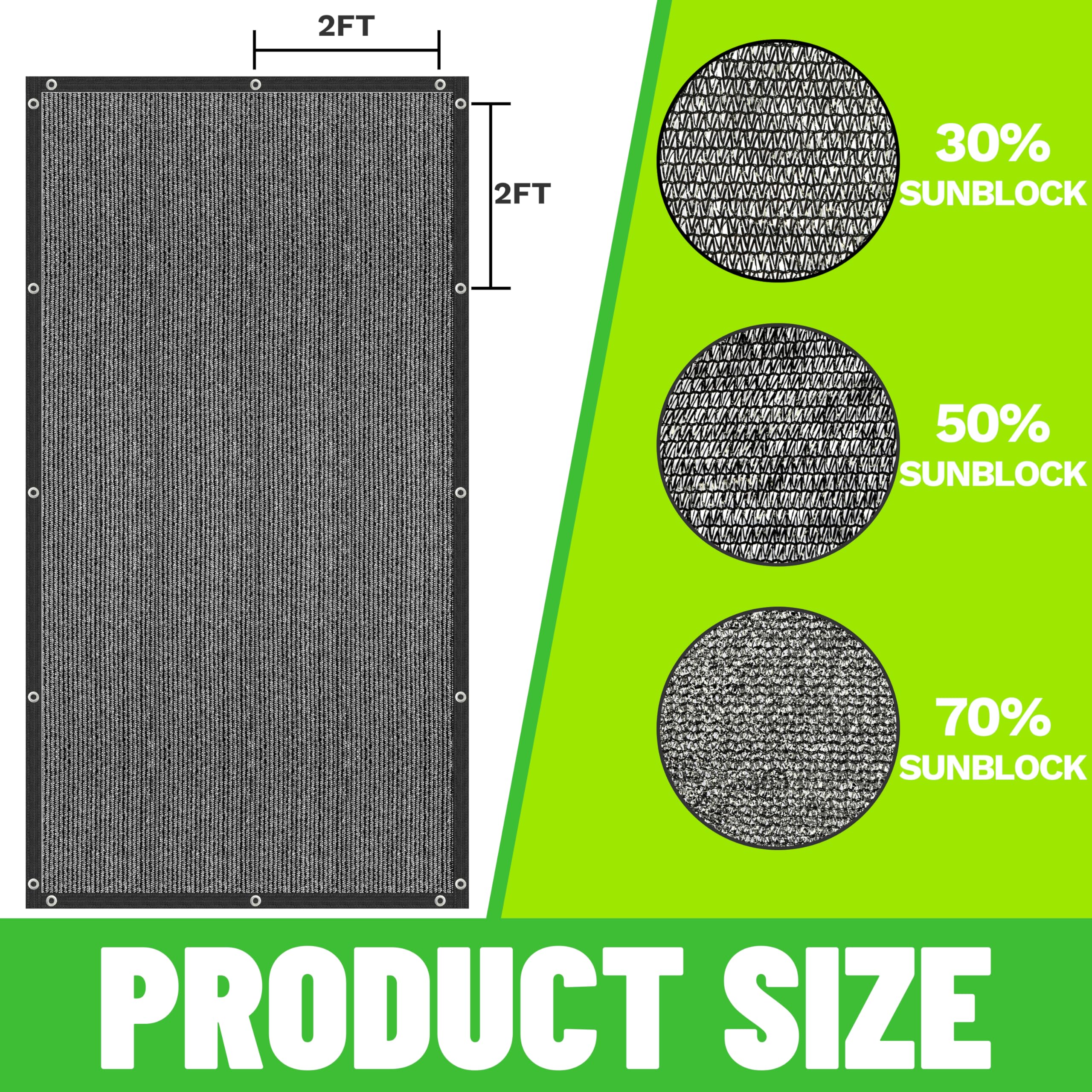 ColourTree 50% Black Shade Cloth 5FT x 12FT UV Resistant Mesh Tarp with Reinforced Grommets - Custom Sizes Available for Plant Cover, Greenhouse, Chicken Coop, Barn, Kennel & Garden Protection | Ideal for Sun Protection, Privacy Screens & Outdoor Shade Solutions