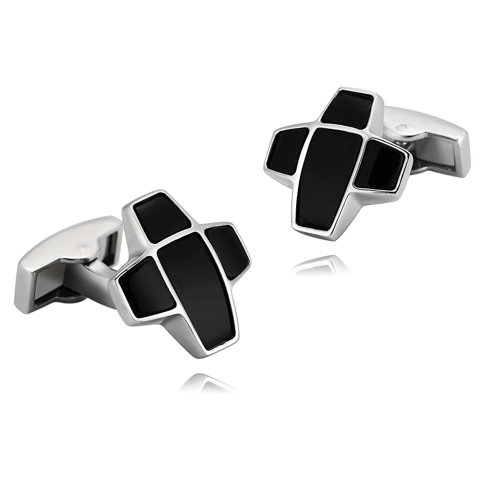 Banemi Vintage Stainless Steel Cross Cufflinks for Men - Elegant Dress Shirt Accessories for Business, Wedding & Formal Occasions - Perfect Gentleman's Gift