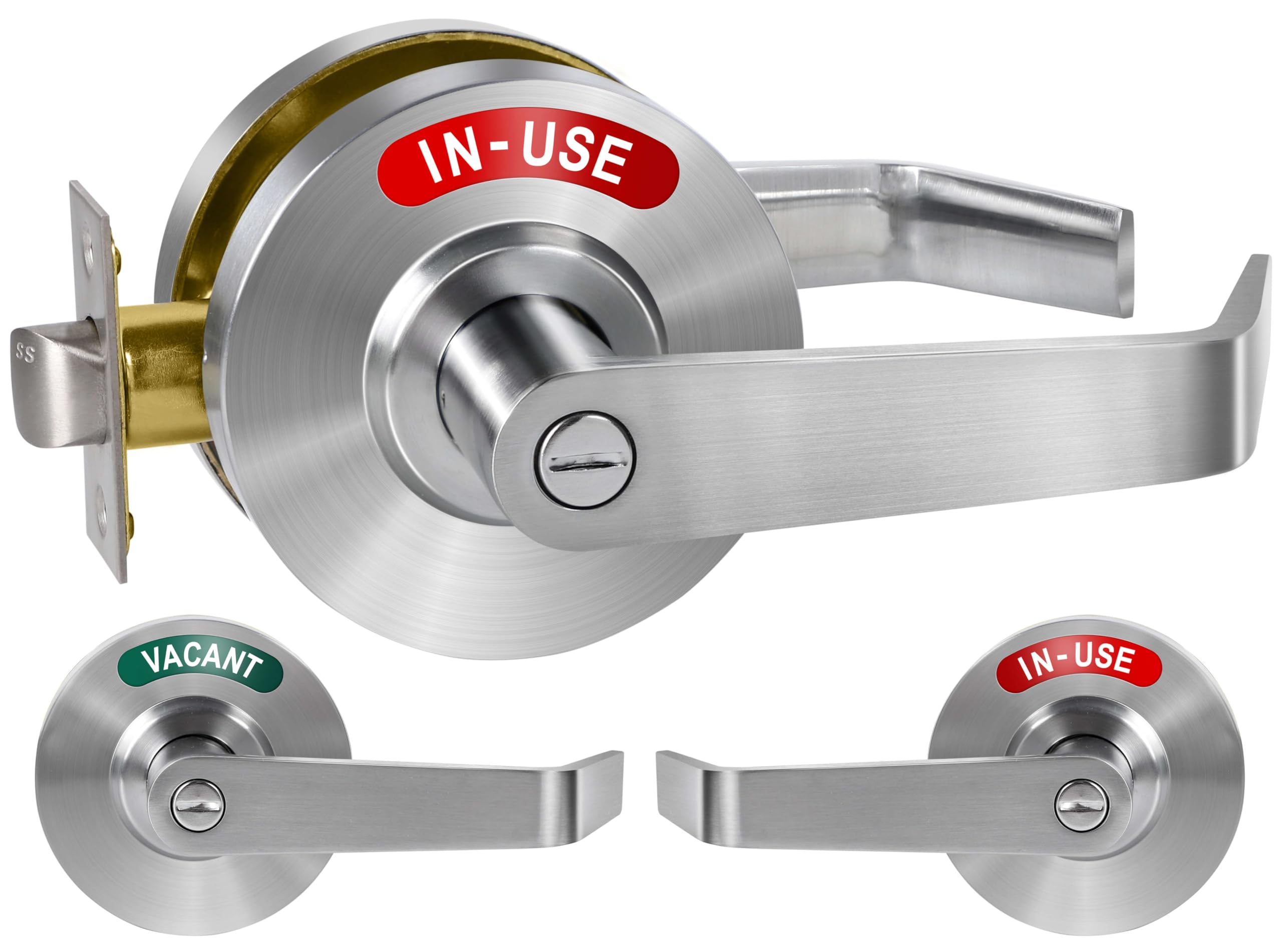 Commercial Grade Privacy Indicator Lever Lock - Satin Chrome Occupied/Vacant Bathroom Door Handle for Public Restrooms, Offices, Hospitals, Gyms & Warehouses | Durable & Secure Restroom Lock Solution