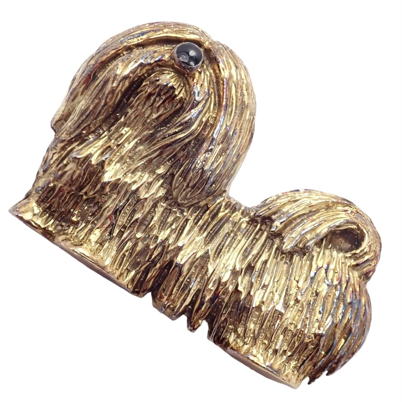 Vintage Tiffany & Co 14k Yellow Gold Enamel Shih Tzu Dog Brooch Pin - 1960s Collectible Jewelry for Women | Perfect for Vintage Fashion, Gift Giving & Special Occasions
