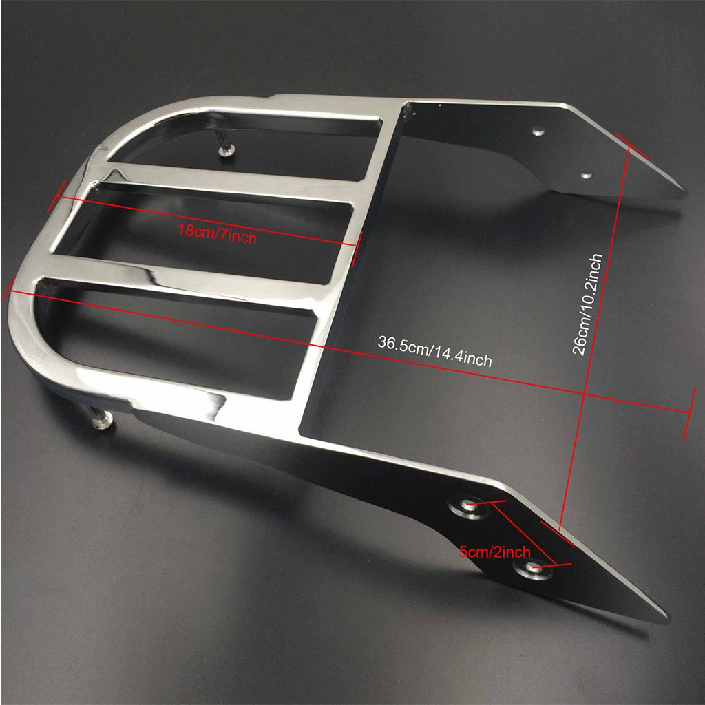 Chrome Motorcycle Solo Seat Sissy Bar Luggage Rack for Honda VTX 1300C (2002-2006) & VTX 1800C (2002-2011) & VTX 1800F (2005-2011) - Heavy Duty Rear Cargo Rack for Long Distance Cruising & Touring