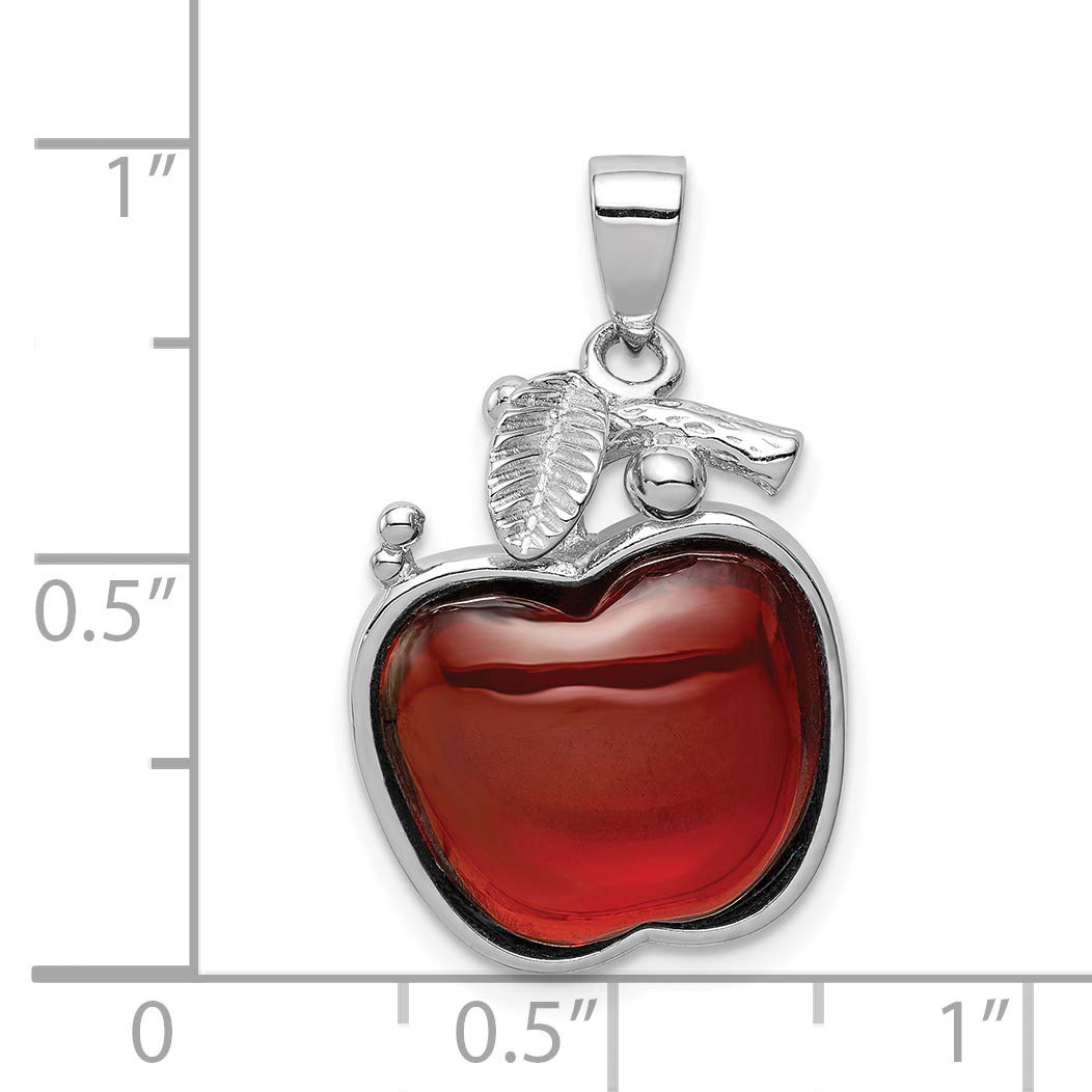 Sterling Silver Red CZ Cabochon Apple Pendant Necklace - Elegant Jewelry Gift for Women, Perfect for Christmas, Birthday & Anniversary - Ideal for Casual Wear, Office & Special Occasions