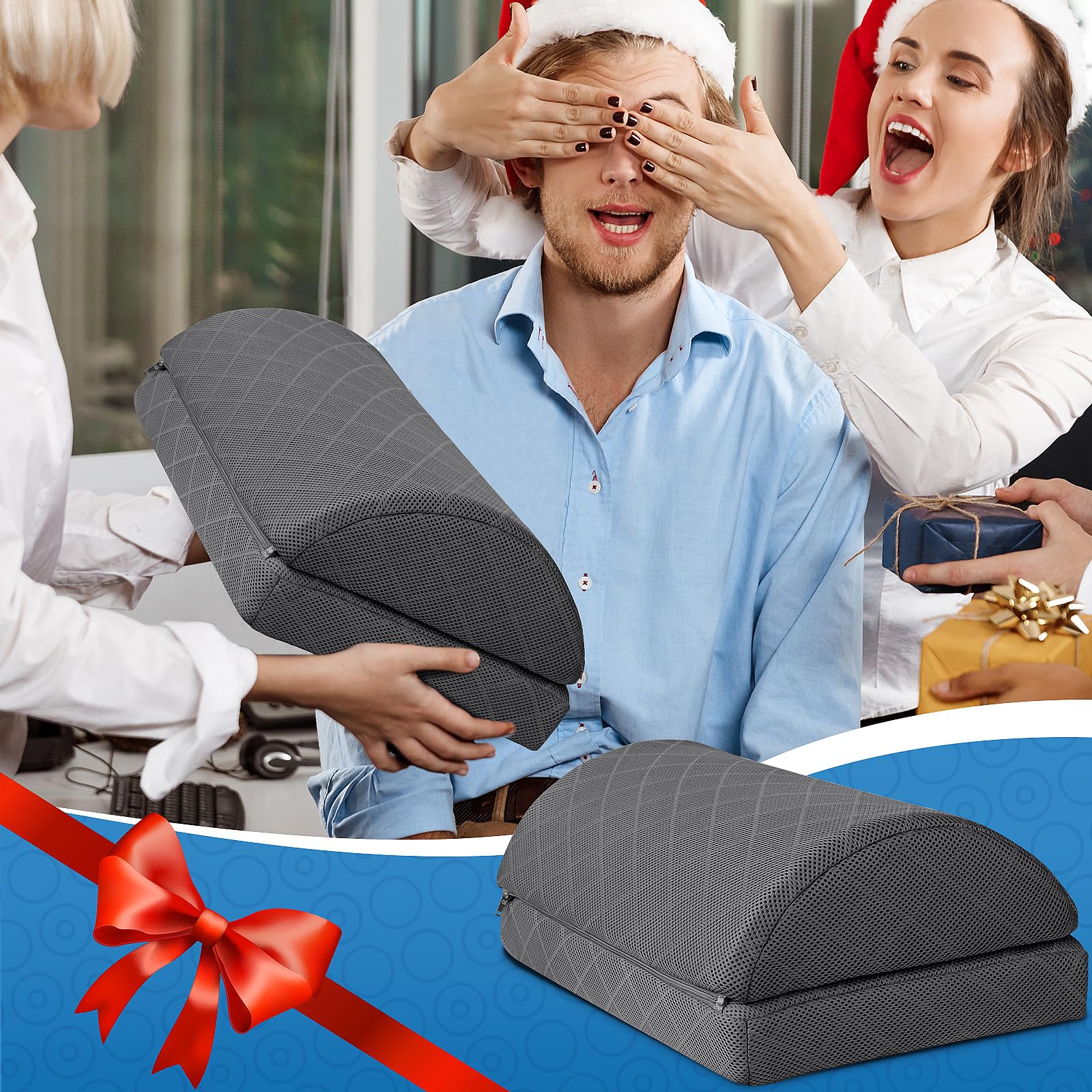 Ergonomic Foot Rest for Office & Gaming - Adjustable Height Under Desk Footrest with Removable Cover - Perfect for Workstations, Home Office & Long Gaming Sessions (Gray)