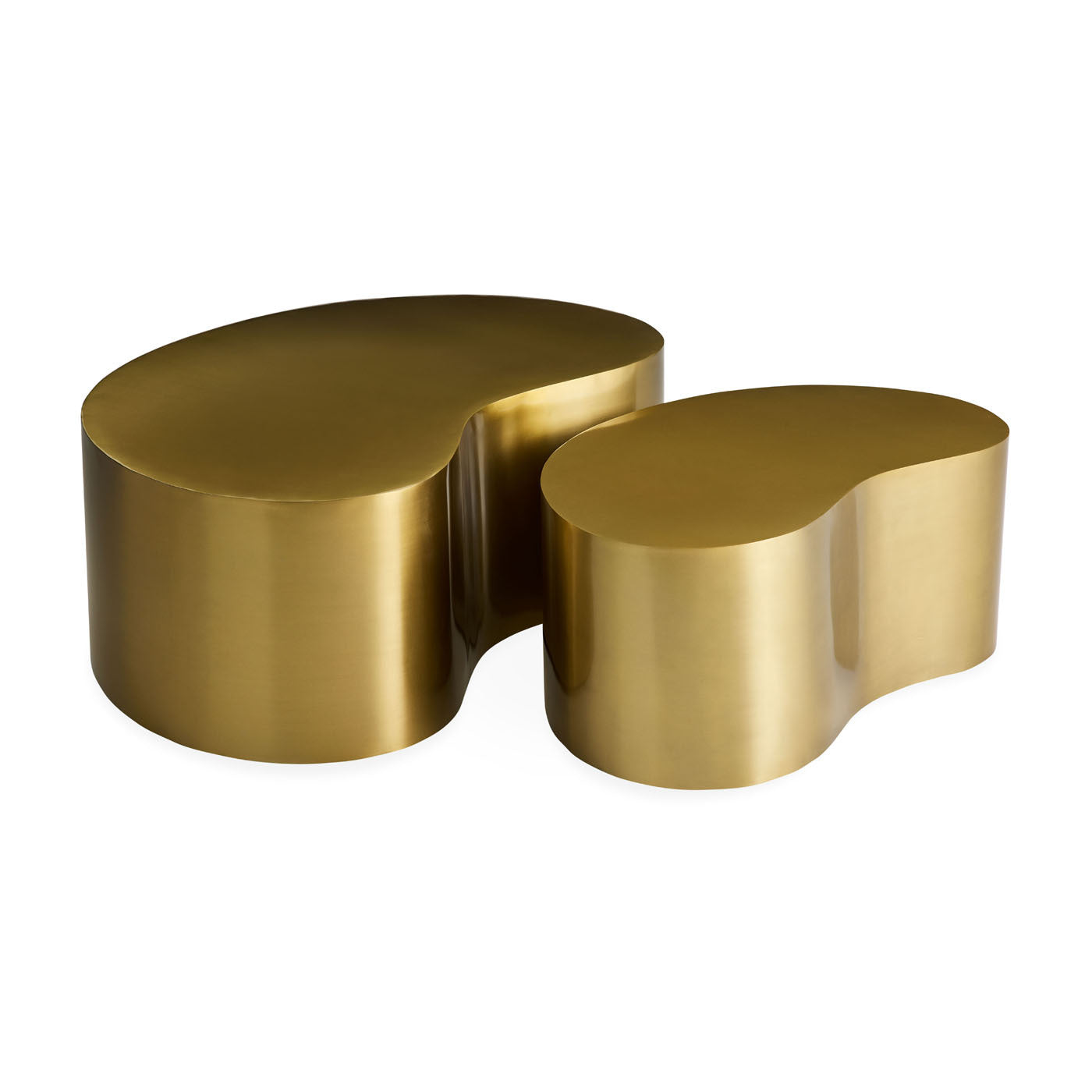 Premium Brass Kidney-Shaped Side Table Set - Elegant Home & Office Decor for Living Room, Bedroom, or Lounge
