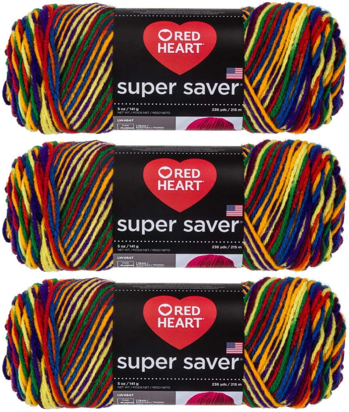 Red Heart Super Saver Yarn E300-950 Mexicana - 100% Acrylic Knitting & Crochet Yarn for DIY Crafts, Sweaters, Blankets & Home Decor