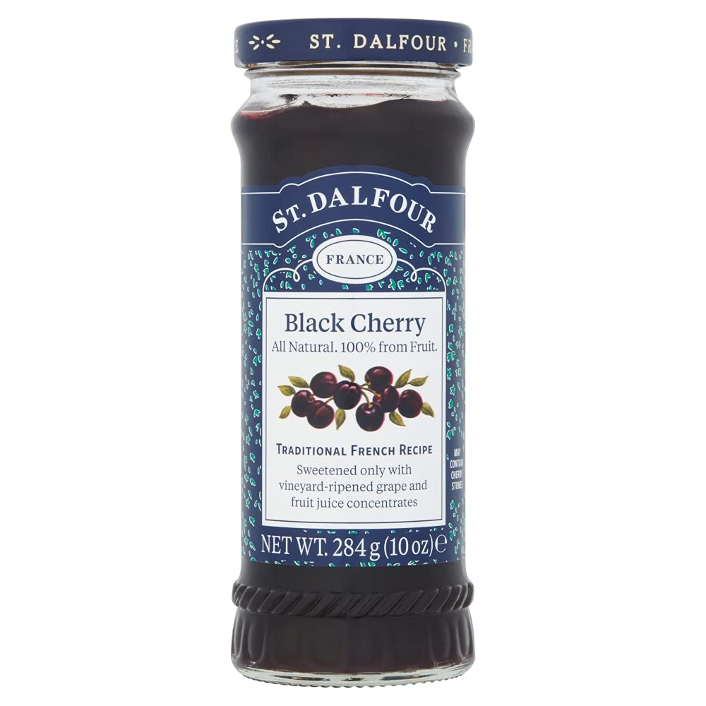 St Dalfour Black Cherry Fruit Spread 284g (10oz) - All Natural, No Added Sugar, Perfect for Toast, Yogurt & Desserts