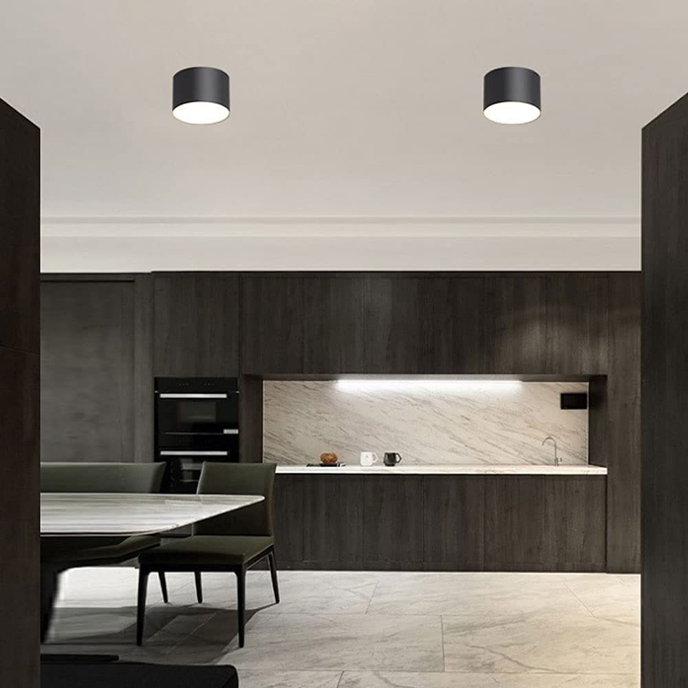 Modern LED Surface Mount Downlight - Mini Round Ceiling Spotlight for Living Room, Hallway & Corridor | Energy Efficient Nordic Style Accent Lighting | Black Finish | Perfect for Home, Office & Retail Spaces