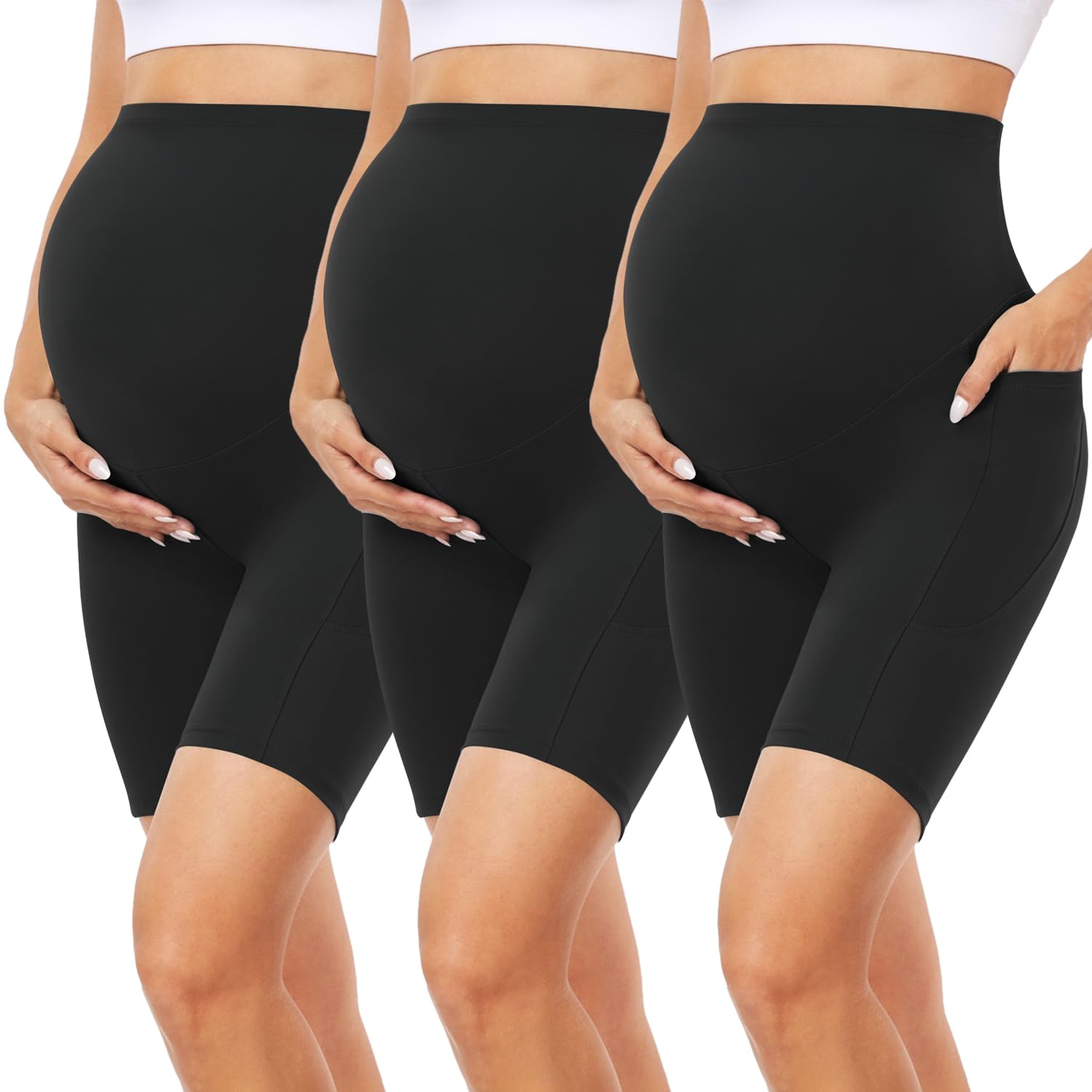 FULLSOFT 3 Pack Maternity Shorts Over Belly - 8