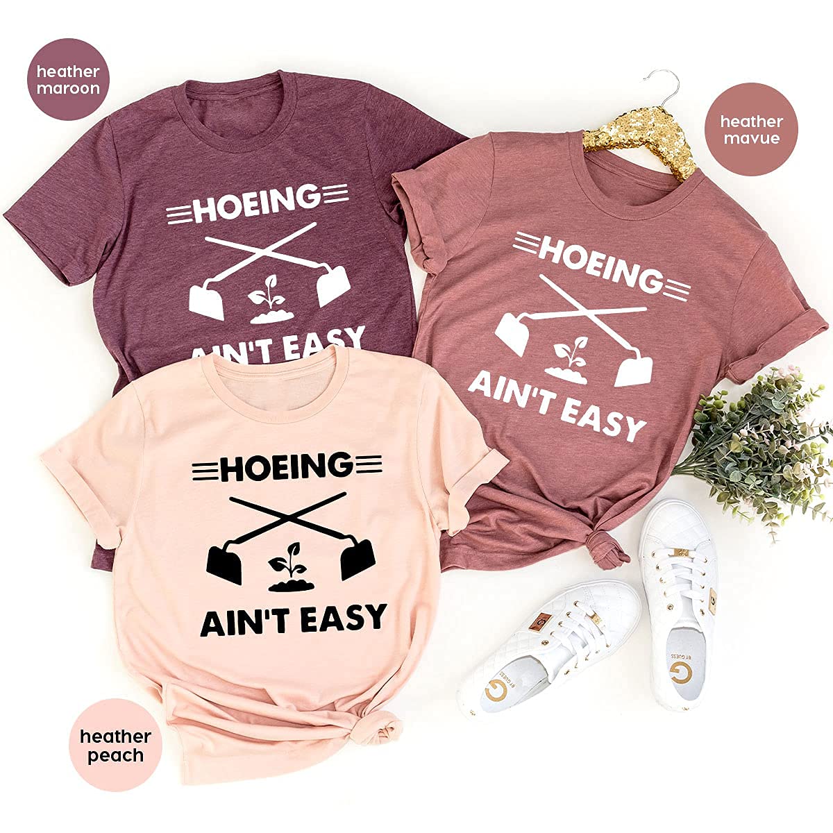 Grandma's Gardener T-Shirt - Plant Lover & Farmer Tee - Funny 'Hoeing Ain't Easy' Gardening Shirt - Perfect Gift for Gardeners & Botanists - Comfortable Cotton Apparel for Gardening, Farming & Outdoor Activities