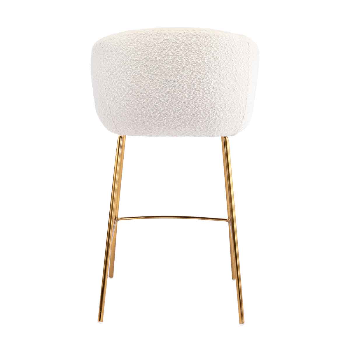 Avalon Boucle Bar Stool - Modern Upholstered Counter Height Stool with Metal Legs - Perfect for Kitchen Island, Breakfast Nook & Home Bar Decor