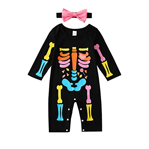 **Baby Halloween Costume - Skeleton Romper Jumpsuit with Matching Hat for Newborn Boys & Girls | Cute & Spooky Outfit for Halloween Parties, Photo Shoots & Trick-or-Treating**