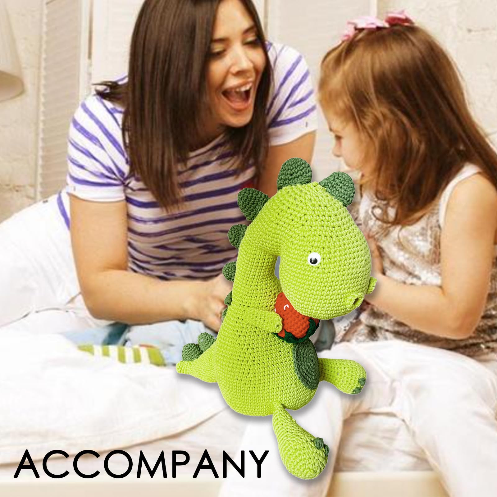 Handmade Crochet Dinosaur Doll - Emotional Support Gift for Birthday & Christmas - Party Decor