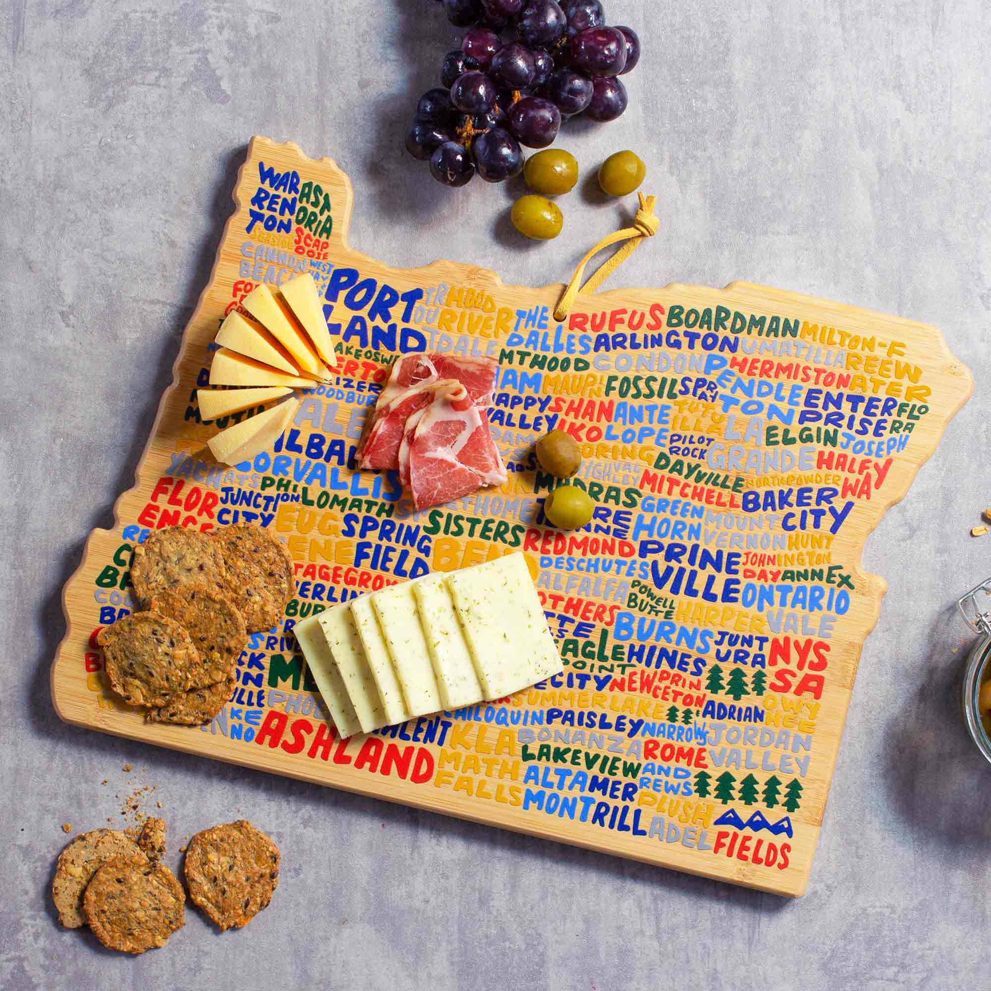 Premium Oregon Wood Cutting Board with Artistic Design by Wander on Words™ - Perfect for Kitchen, Charcuterie Boards & Home Decor