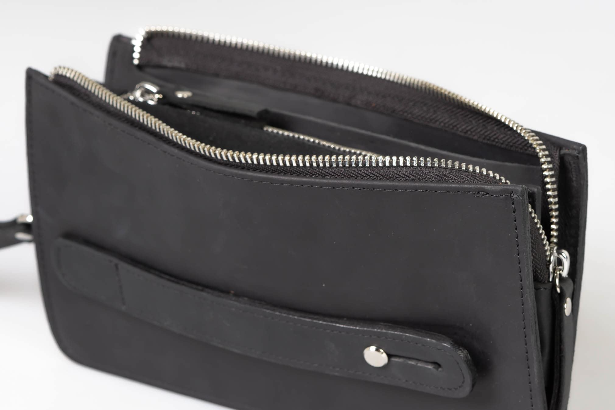 Vintage Leather Wrist Bag for Men - Business Hand Purse with Adjustable Strap (Black) | Perfect for Office, Travel & Everyday Use