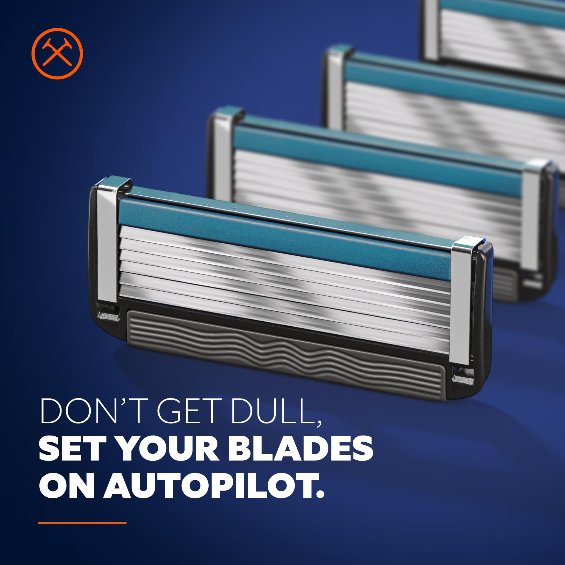 Dollar Shave Club 6 Blade Razor Refills (8 Pack) - 6 Stainless Steel Blades for Smooth & Comfortable Shave - Includes 1 One Wipe Charlies - Perfect for Travel, Gym & Daily Grooming Routine