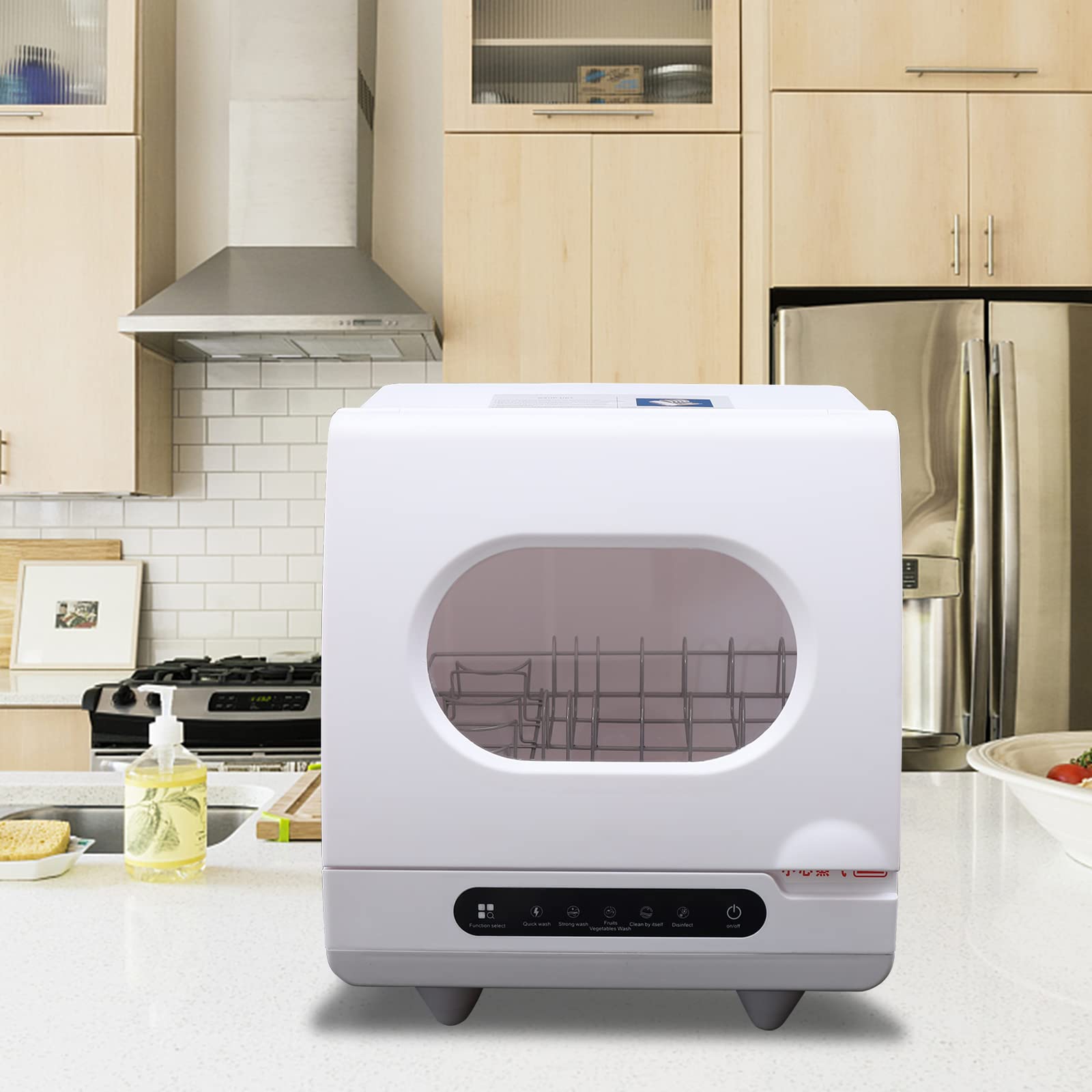 Portable Countertop Dishwasher - 5 Washing Programs with Air-Dry Function, Compact Mini Dishwasher for Apartments, RVs, Dorms & Small Kitchens (White) - Perfect for Studio Living, Camping & Space-Saving Solutions