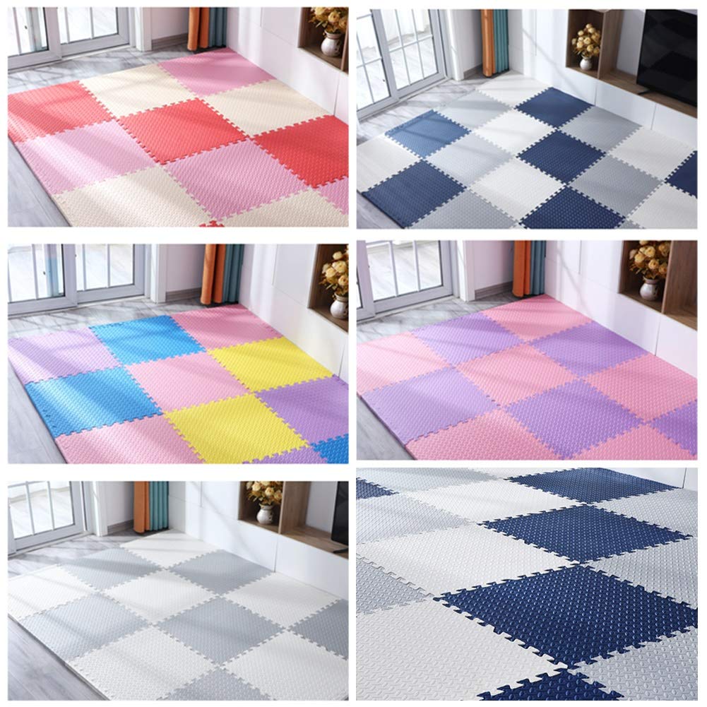 Non-Toxic EVA Foam Puzzle Play Mat for Kids - 12-Piece Interlocking Floor Tiles (60x60x1.2cm) - Soft, Safe & Easy to Clean - 4 Color Options - Perfect for Nursery, Playroom & Daycare Activities