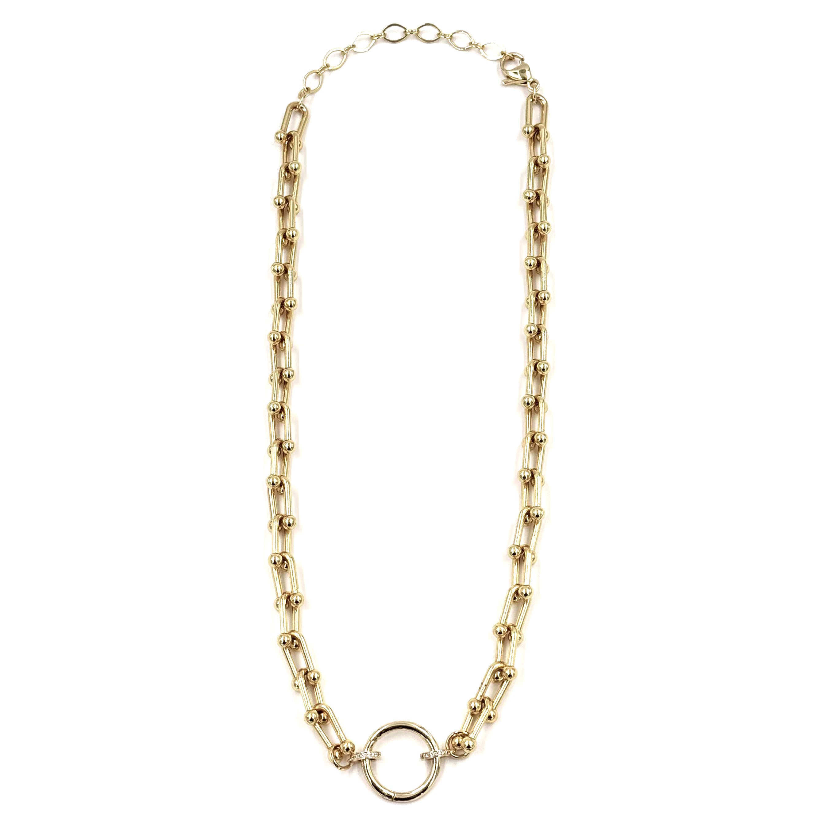 Ashley Gold Stainless Steel Open Circle Bike Chain Link Necklace for Women - Elegant Layered Jewelry for Casual Wear, Date Night & Gift Giving