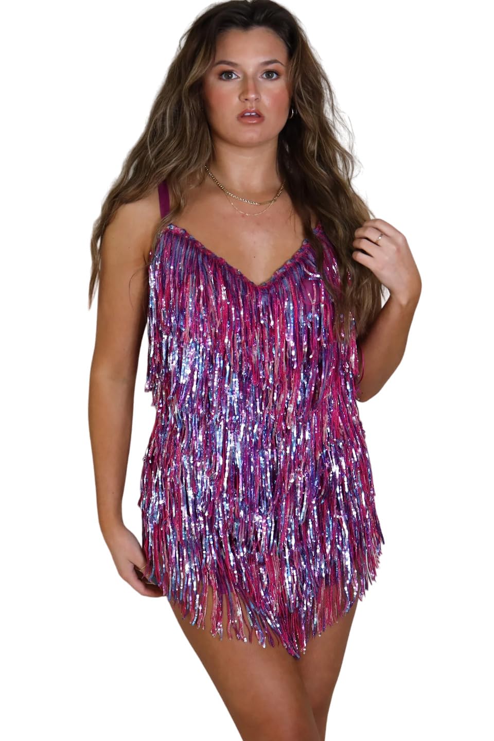 Elegant Lace Sparkling Fringe Sequin Party Dress for Women - Perfect for Prom, Evening Gala, and Special Occasions