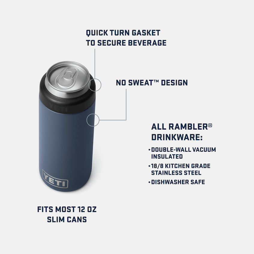 Rambler® 12 oz Colster® Slim Can Cooler - Black | Insulated Beer Can Holder for Camping, Hiking & Outdoor Activities