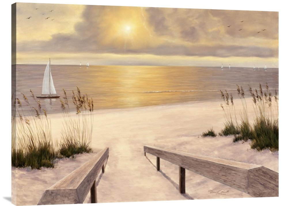 Diane Romanello Beach Glow Canvas Wall Art Print - Gallery Wrapped Giclee Reproduction - Coastal Home Decor for Living Room, Bedroom & Office