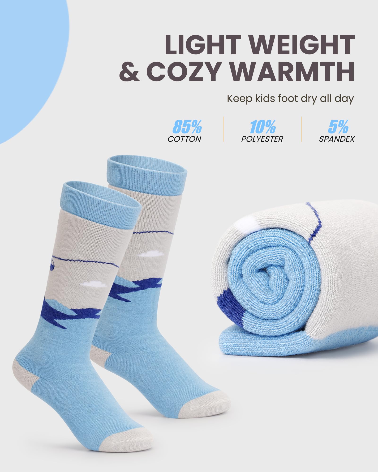OutdoorMaster Kids Ski Socks - Thermal Over The Calf Snowboard & Skating Socks for Boys & Girls - Warm Winter Sports Socks for Skiing, Snowboarding & Ice Skating