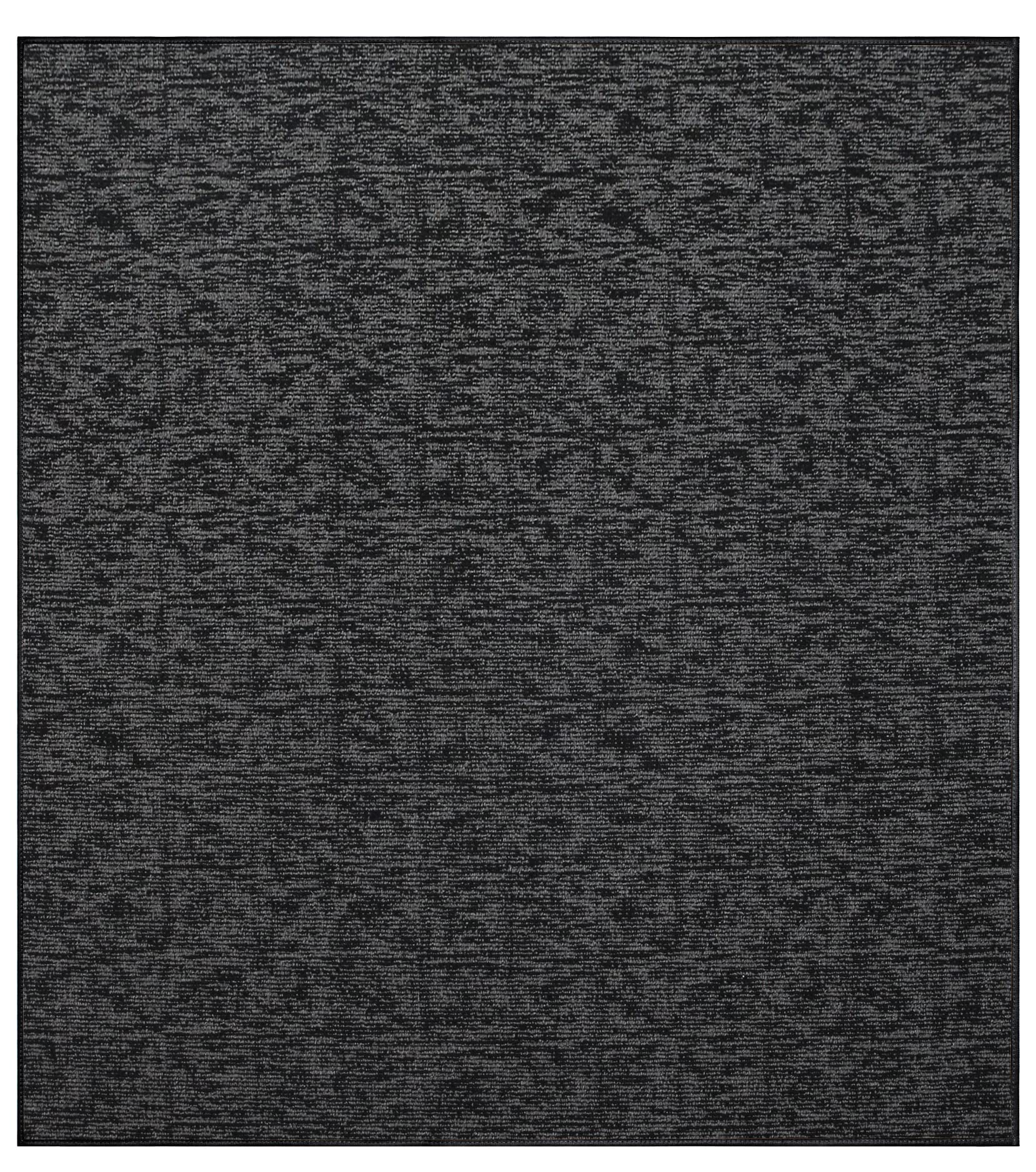 Custom Size 5'x5' Black Indoor Outdoor Area Rugs - Non-Slip Ambient Carpet for Patio, Deck, Living Room & Bedroom