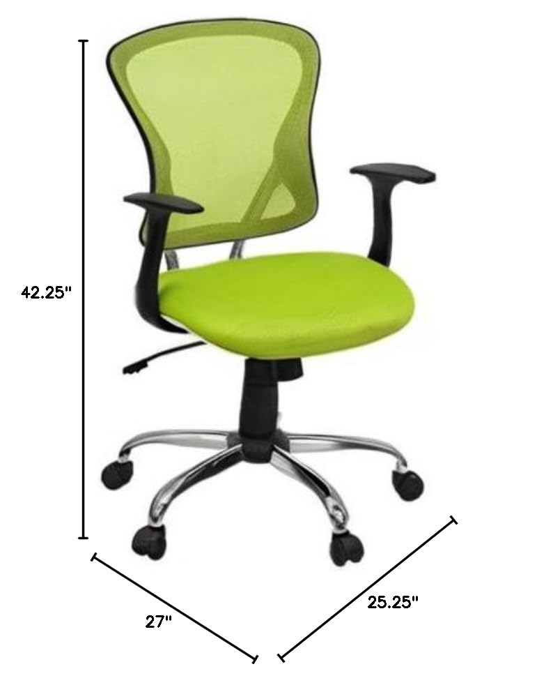 Ergonomic UrbanPro Mid Back Mesh Office Chair - Adjustable Height & Lumbar Support, Green - Perfect for Home Office, Gaming & Workspace Comfort