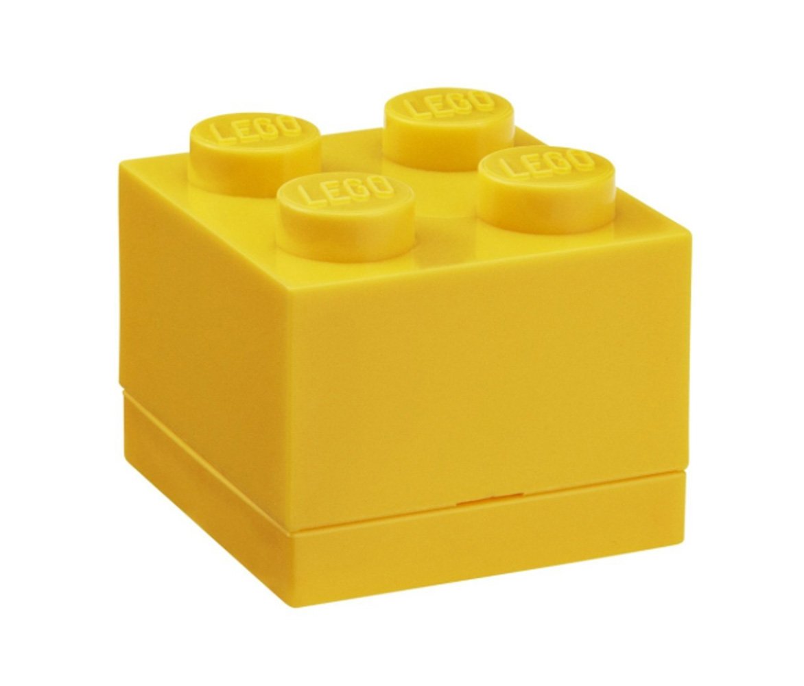 LEGO Mini Storage Box - 1.8 x 1.8 x 1.7 Inches Small Brick Organizer - Bright Yellow Plastic Container for LEGO Bricks & Toys - Perfect for Kids' Room, Playroom & Office Desk Organization