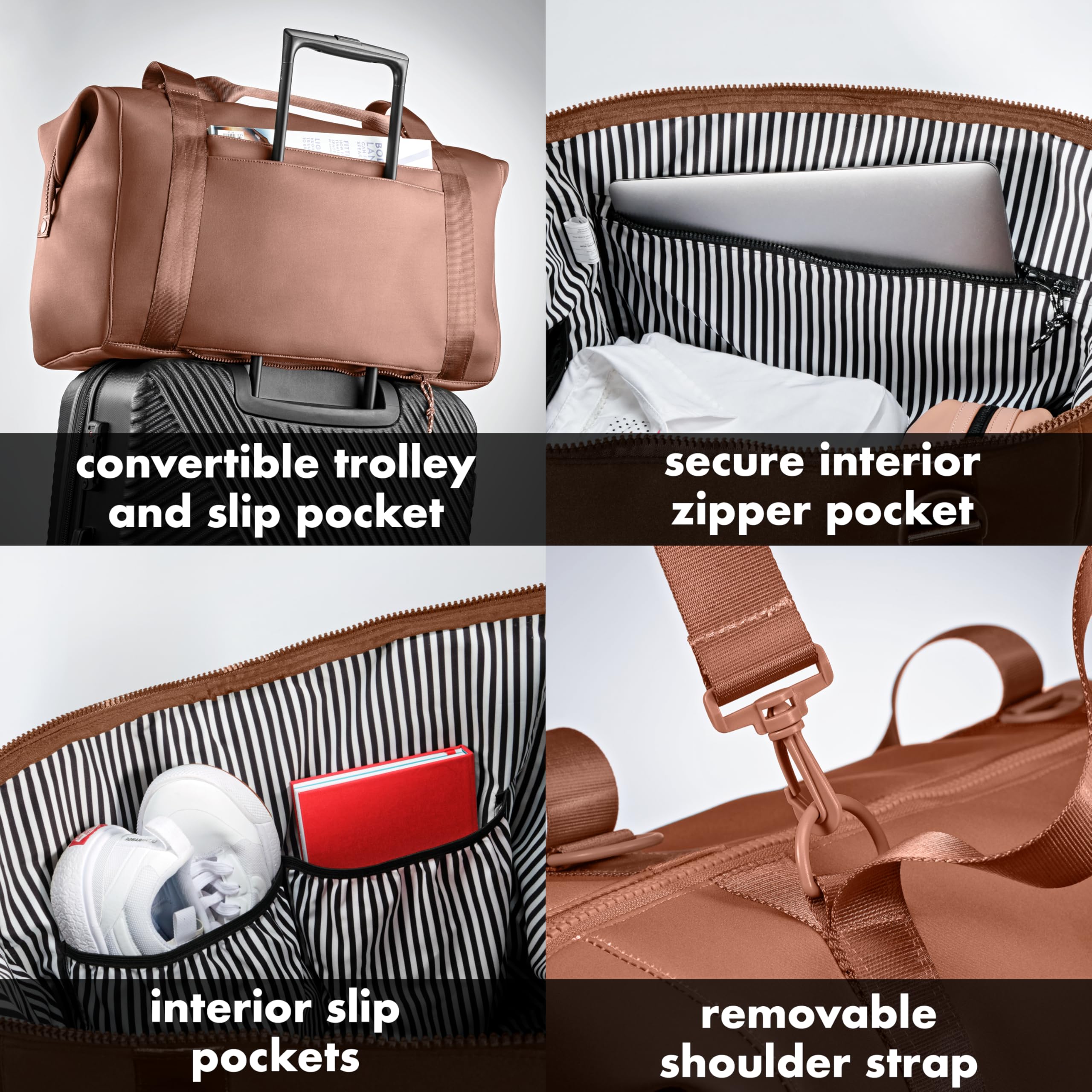 Fit & Fresh Premium Neoprene Weekender Bag with Trolley Sleeve - Large Durable Carry-on Duffel for Travel, Gym, Hospital & Maternity | Perfect for Overnight Trips, Workouts & Labor Delivery