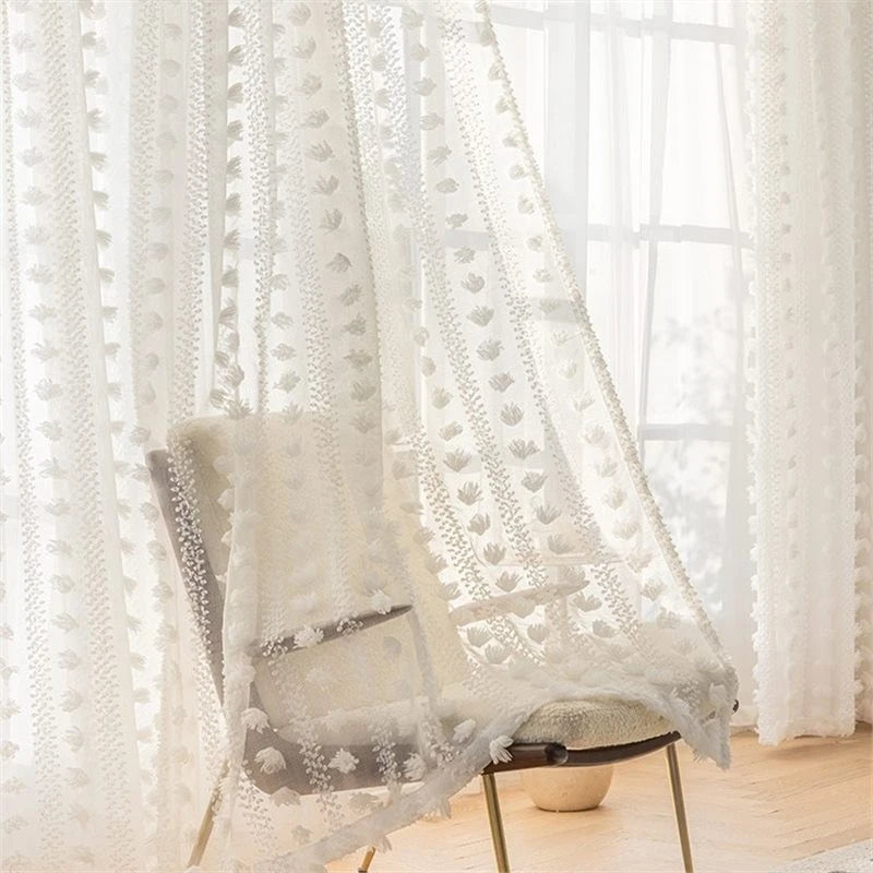 Romantic Heart Pattern Sheer Gauze Curtains for Living Room & Bedroom - Custom Size Light Filtering Window Drapes for Home Decor
