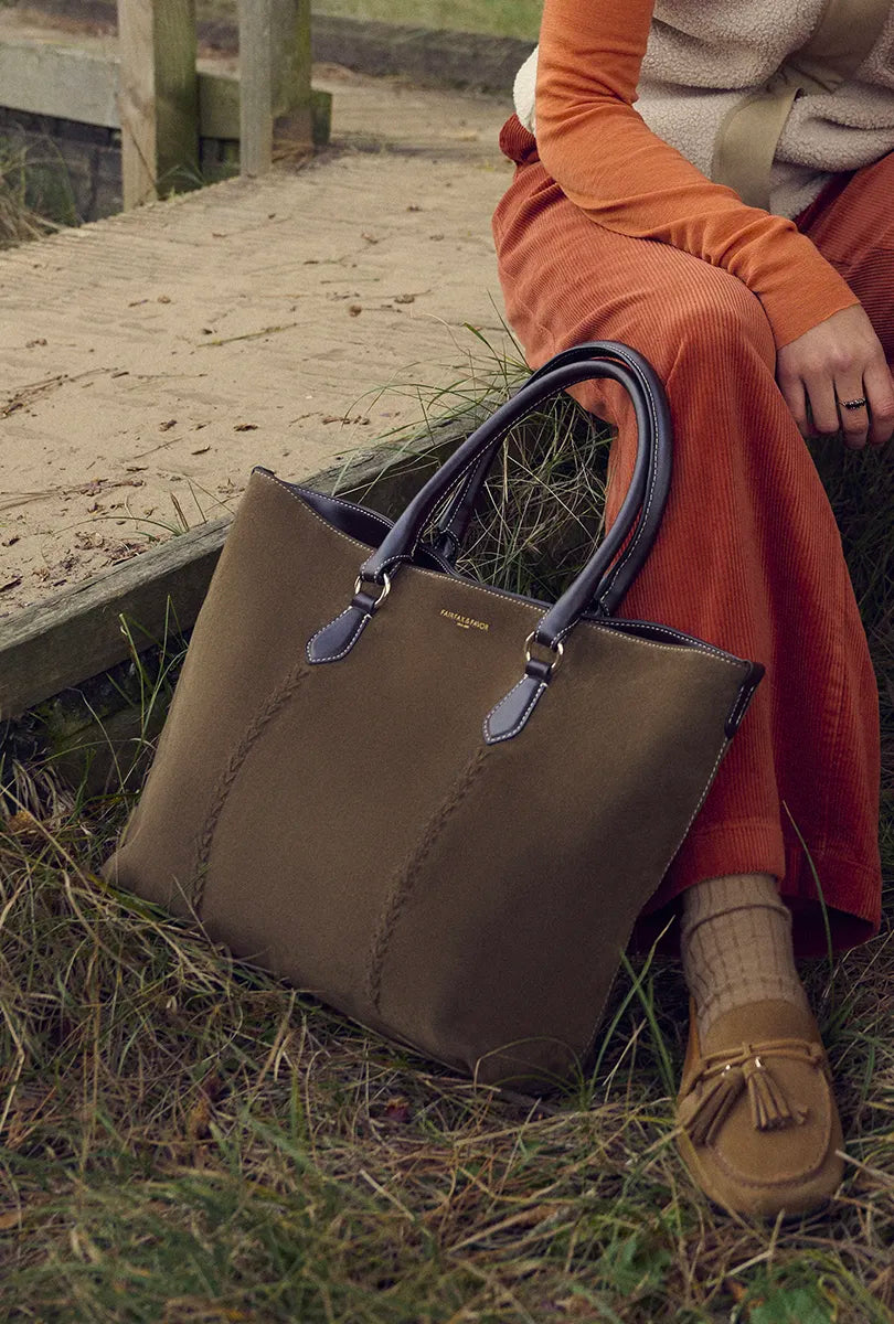 Seville Tote Bag - Dark Taupe Suede Handbag for Women | Stylish & Spacious Everyday Purse for Work, Travel & Shopping