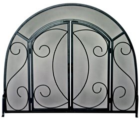 Black Wrought Iron Ornate Room Divider Screen with Doors - Elegant Decorative Partition for Living Room, Bedroom or Office Space