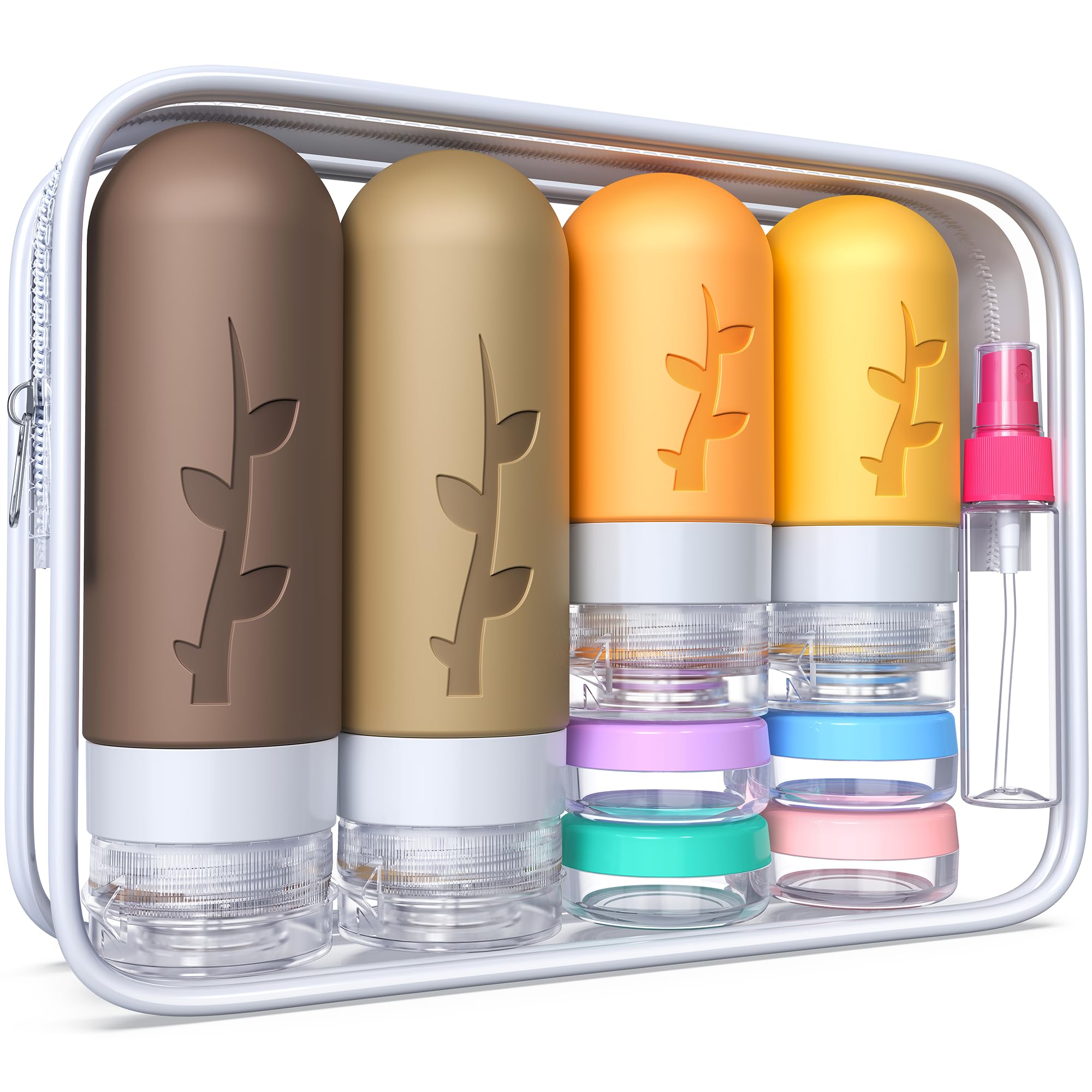 18-Pack TSA Approved Travel Toiletry Containers - Leak-Proof Bottles & Jars for Shampoo, Lotion & Personal Essentials | Perfect for Air Travel, Camping & Gym