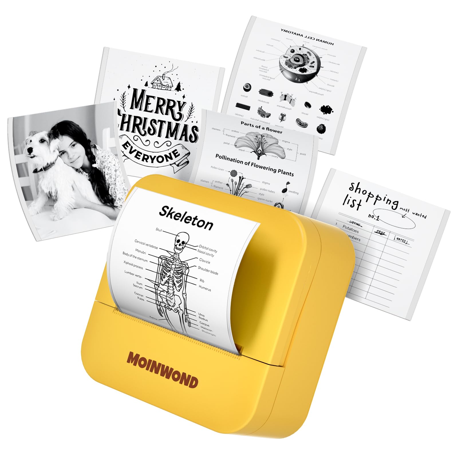 Mini Portable Bluetooth Thermal Sticker Printer - Inkless Rechargeable Sticker Maker for DIY Journals, Notes, Memos & Photos | Compact Pocket Printer with Thermal Paper | Perfect for Scrapbooking, Labeling & Creative Projects (Yellow D1)