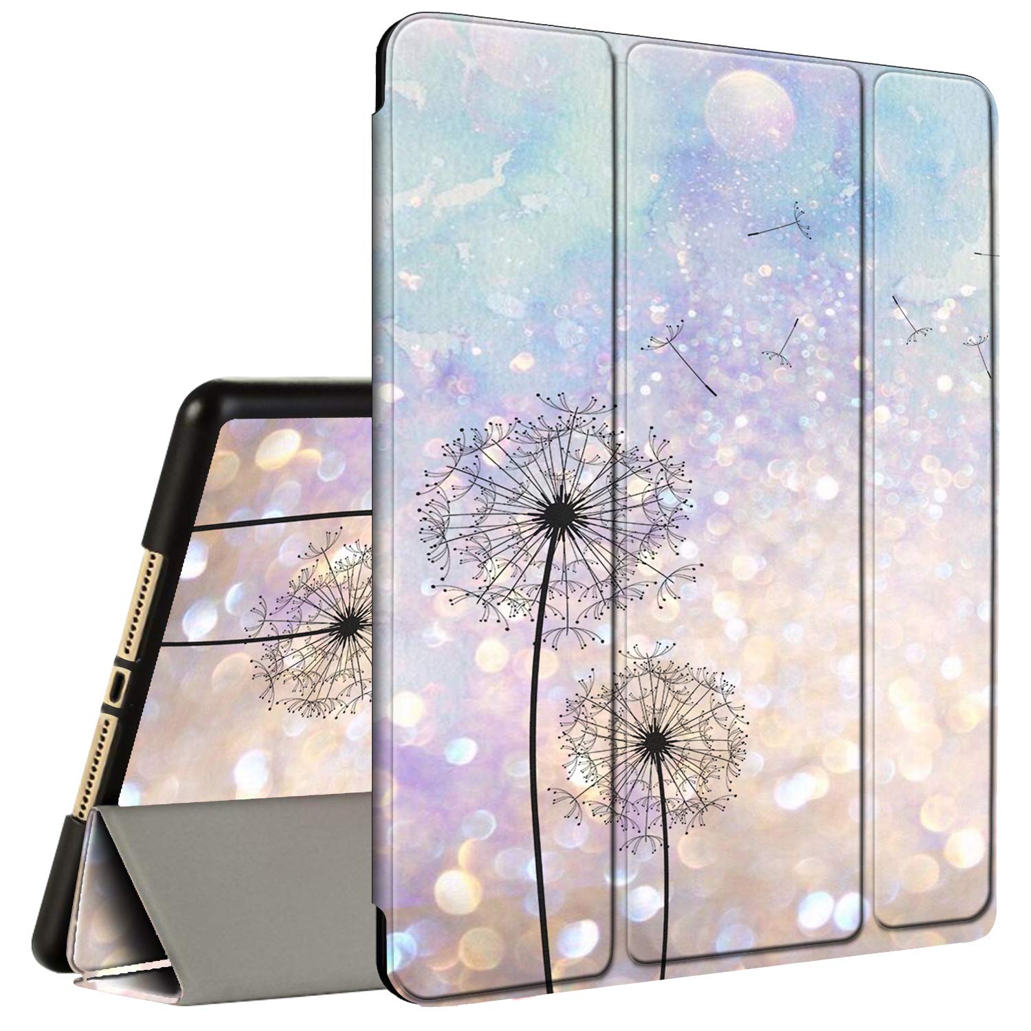 Apple iPad 9.7 (2017/2018) Case & iPad 6th/5th Gen Protective Cover with Pencil Holder - Tri-Fold Smart Stand, Shockproof Design for iPad Air 1/2 - Dandelion Floral Pattern | Perfect for Work, School & Travel