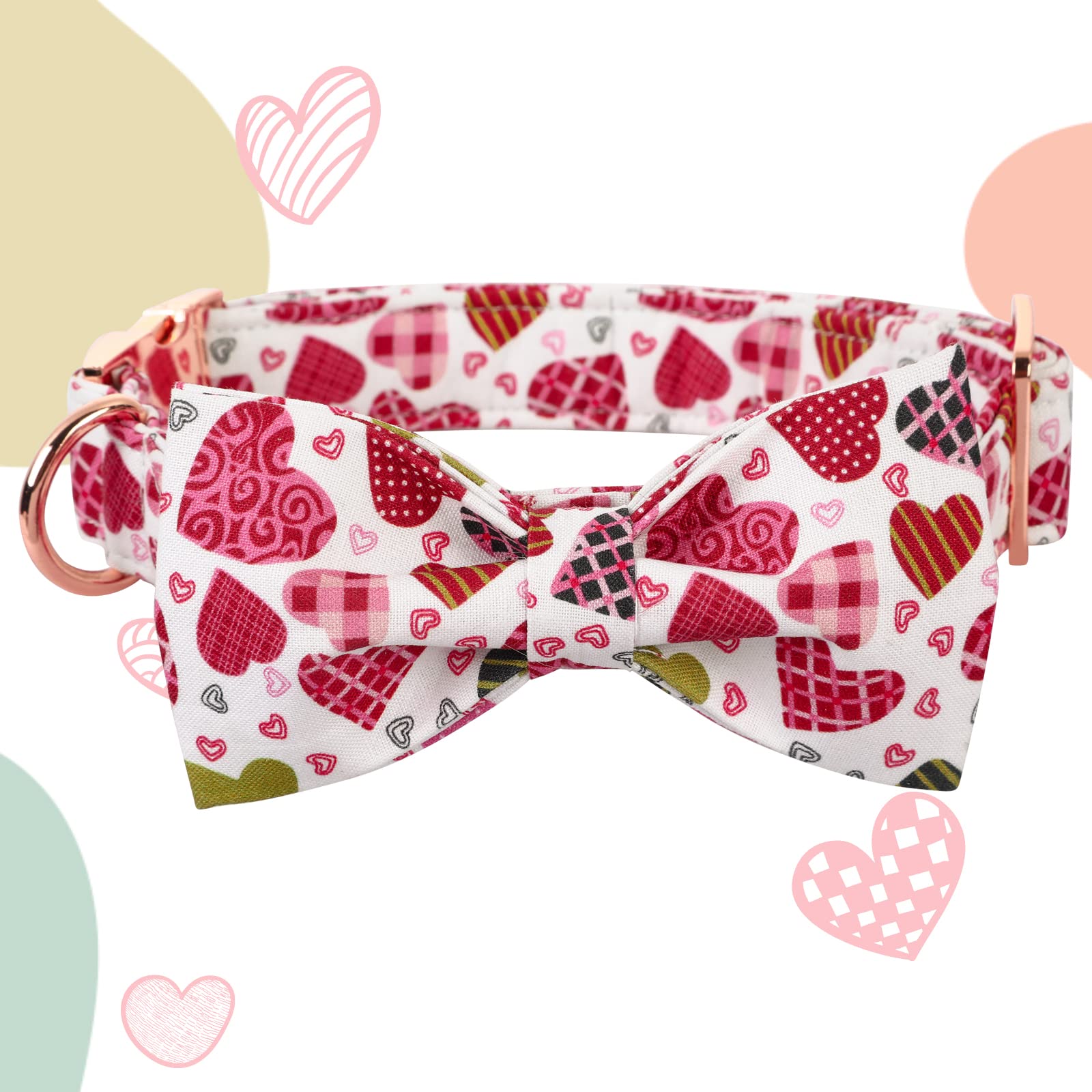 Lionheart Glory Heart Dog Collar - Adjustable Bow Tie Pet Collar for Small Dogs | Soft & Stylish Dog Accessories for Special Occasions, Weddings & Daily Walks