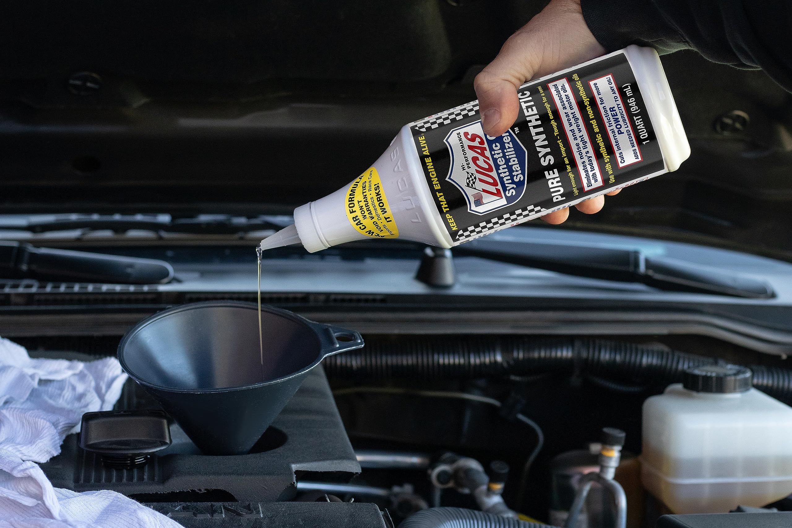 Lucas Oil 10130 Pure Synthetic Oil Stabilizer - 1 Quart | Engine Protection & Performance Booster | Ideal for Cars, Trucks & Motorcycles