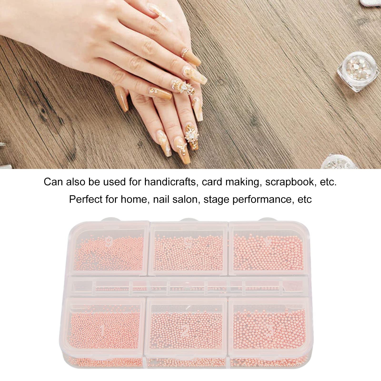 ANGGREK Gold Caviar Nail Beads - 24K Rose Gold Nail Art Beads for DIY Nail Decoration | Professional & Home Salon Use | Perfect for Nail Artists & Beginners | Wedding, Party, Special Occasion Nail Designs