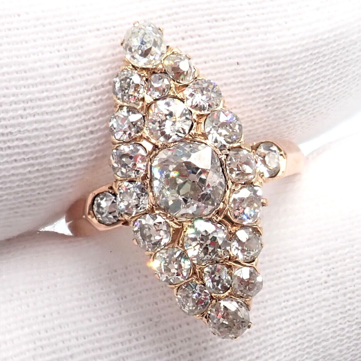 Antique 1930s 18K Rose Gold Vintage Estate Ring with 3.80ctw Old Miner Cut Diamonds - Perfect for Weddings, Anniversaries & Special Occasions