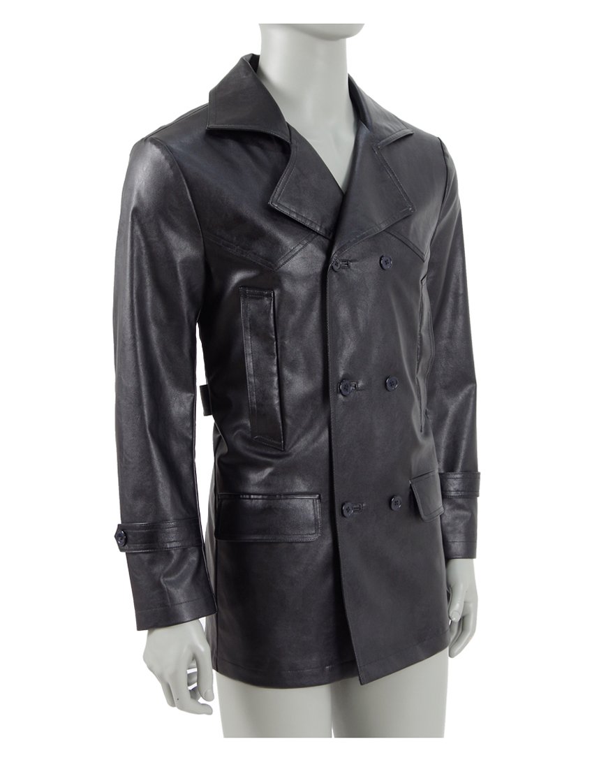 Magical Dr. 9th Costume - Faux Leather Black Jacket for Men's Halloween Cosplay & TV Series Character Outfit - Perfect for Halloween Parties, Comic Conventions, and Themed Events