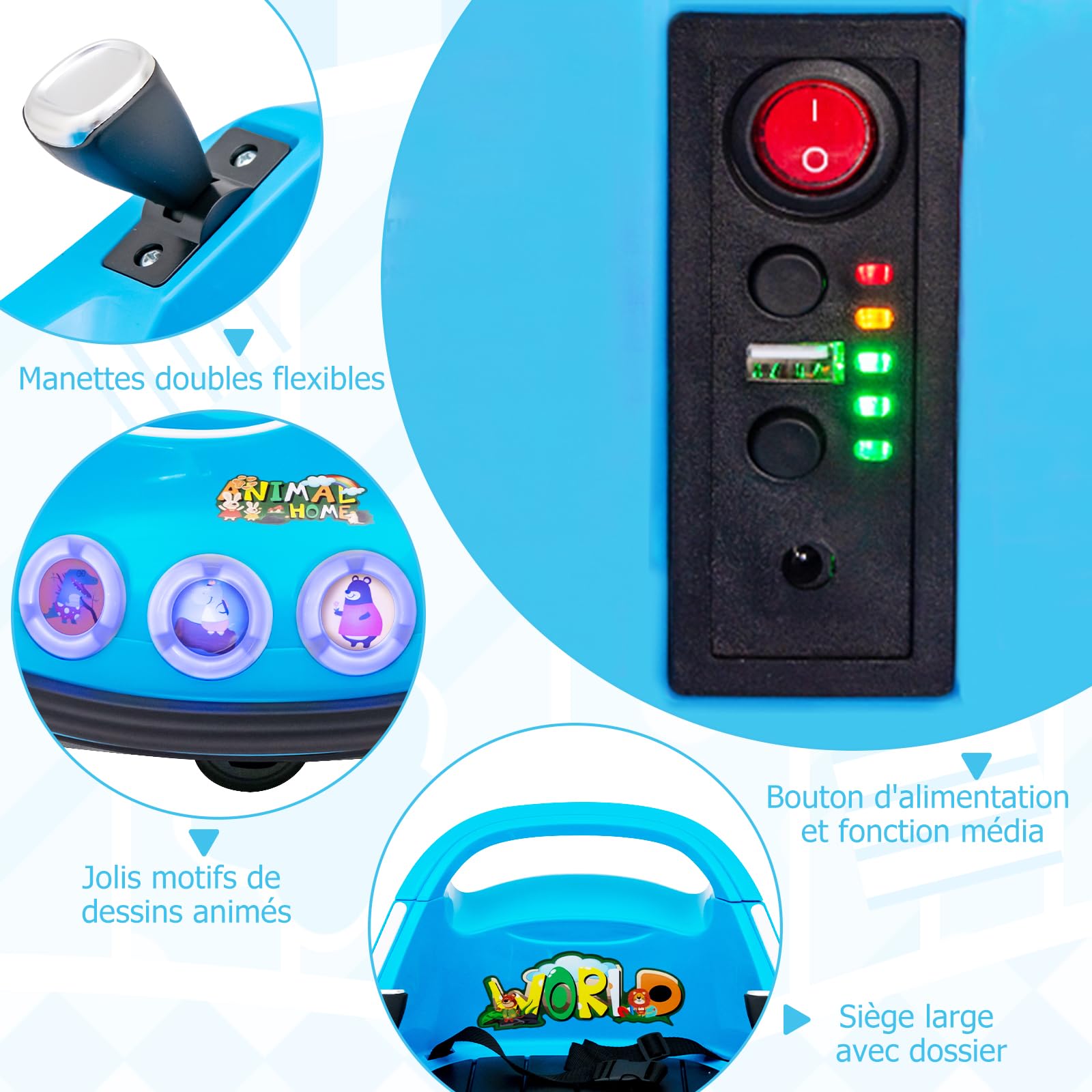 DREAMADE 12V Electric Bumper Car for Kids Ages 3+ with 2.4G Remote Control, 360° Rotation, LED Lights & Music - Wireless Ride On Toy for Indoor/Outdoor Play (Blue) - Perfect for Birthday Gifts, Backyard Fun and Family Entertainment