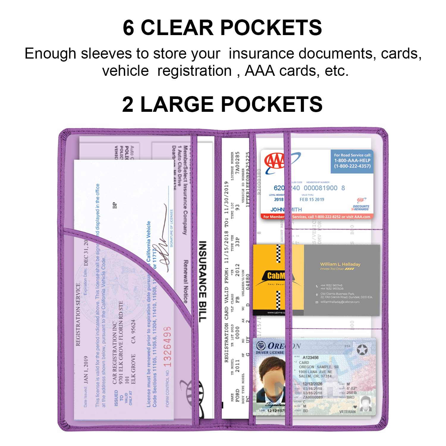 Magnetic Car Registration & Insurance Card Holder - Purple Vehicle Glove Box Organizer for Women | Essential Document Storage for Driver's License, Credit Cards & Auto Papers | Perfect for Road Trips & Daily Commute