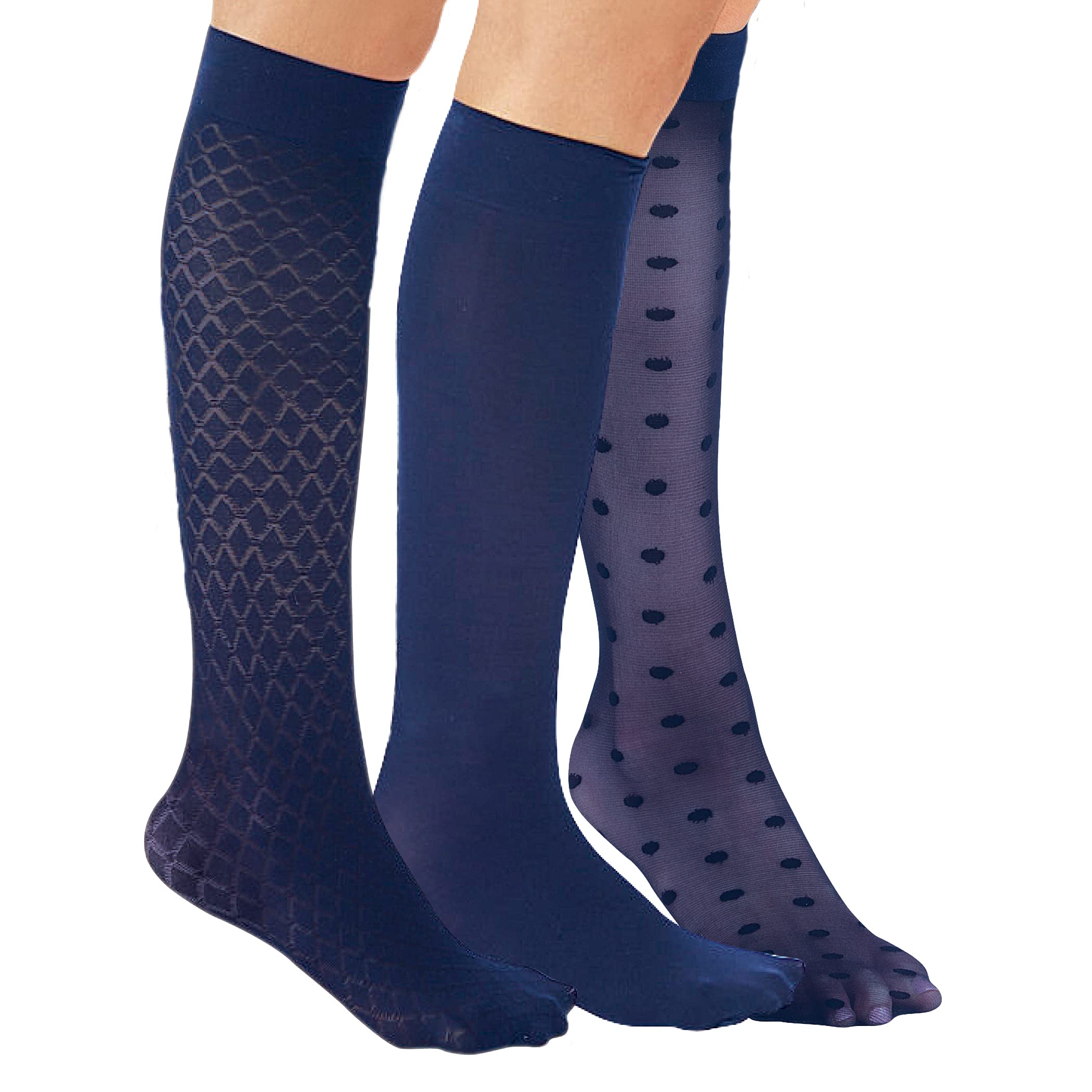 Stylish & Comfortable 15-20mmHg Compression Knee High Socks (3 Pairs) - Made in USA - Perfect for Travel, Varicose Vein Relief & Everyday Comfort