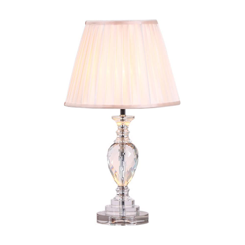 Nordic Luxury Crystal Table Lamp - 59 x 36cm Iron Creative Desk Light with E27 Socket & Cloth Shade | Elegant Illumination for Dining Room, Bedroom, Living Room, Study & Hotel Lobby | Perfect for Cozy Nights & Modern Home Decor
