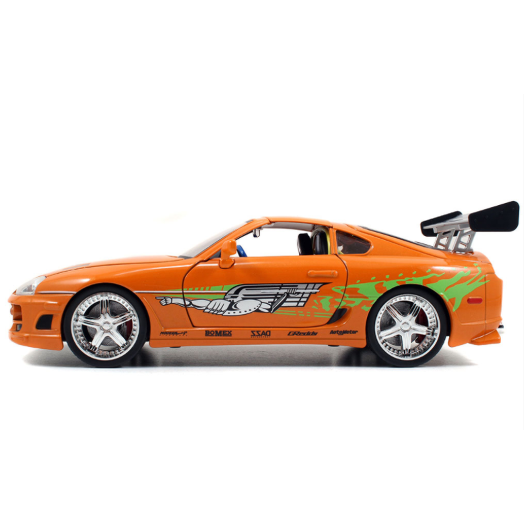 1:24 Scale Brian's 1995 Toyota Supra Orange Diecast Model Car - Fast and Furious Movie Replica - Perfect for Collectors, Movie Fans, and Display Shelves