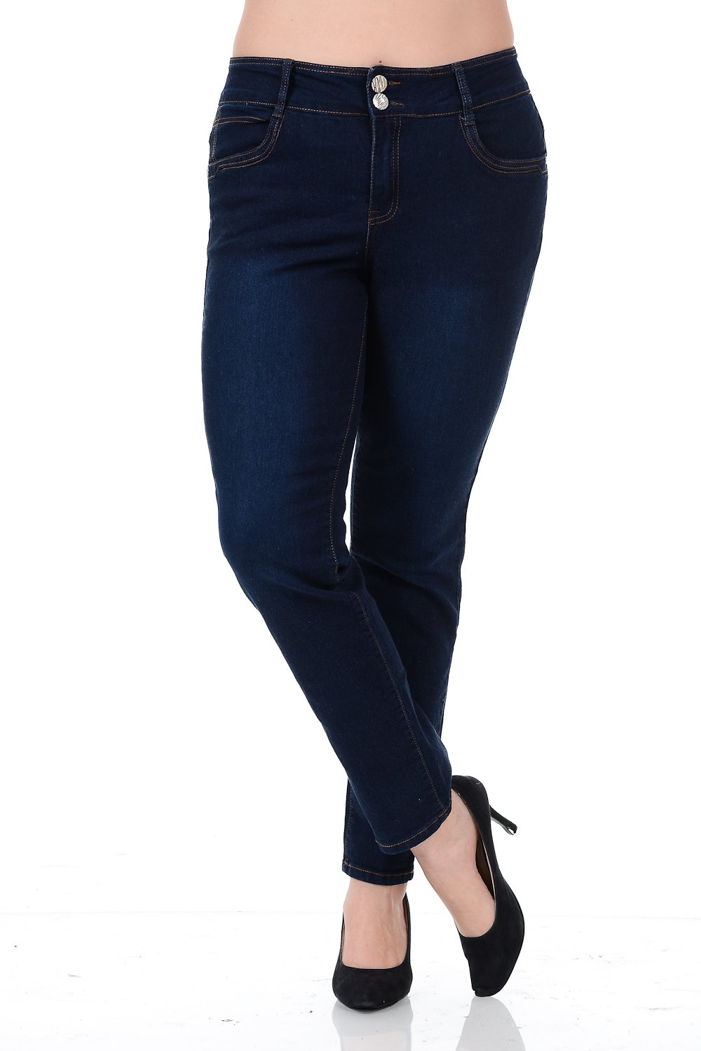 LA BONITA Women's Plus Size High Waist Slim Fit Stretch Blue Denim Jeans - Comfortable & Flattering for Casual Wear, Office & Date Nights