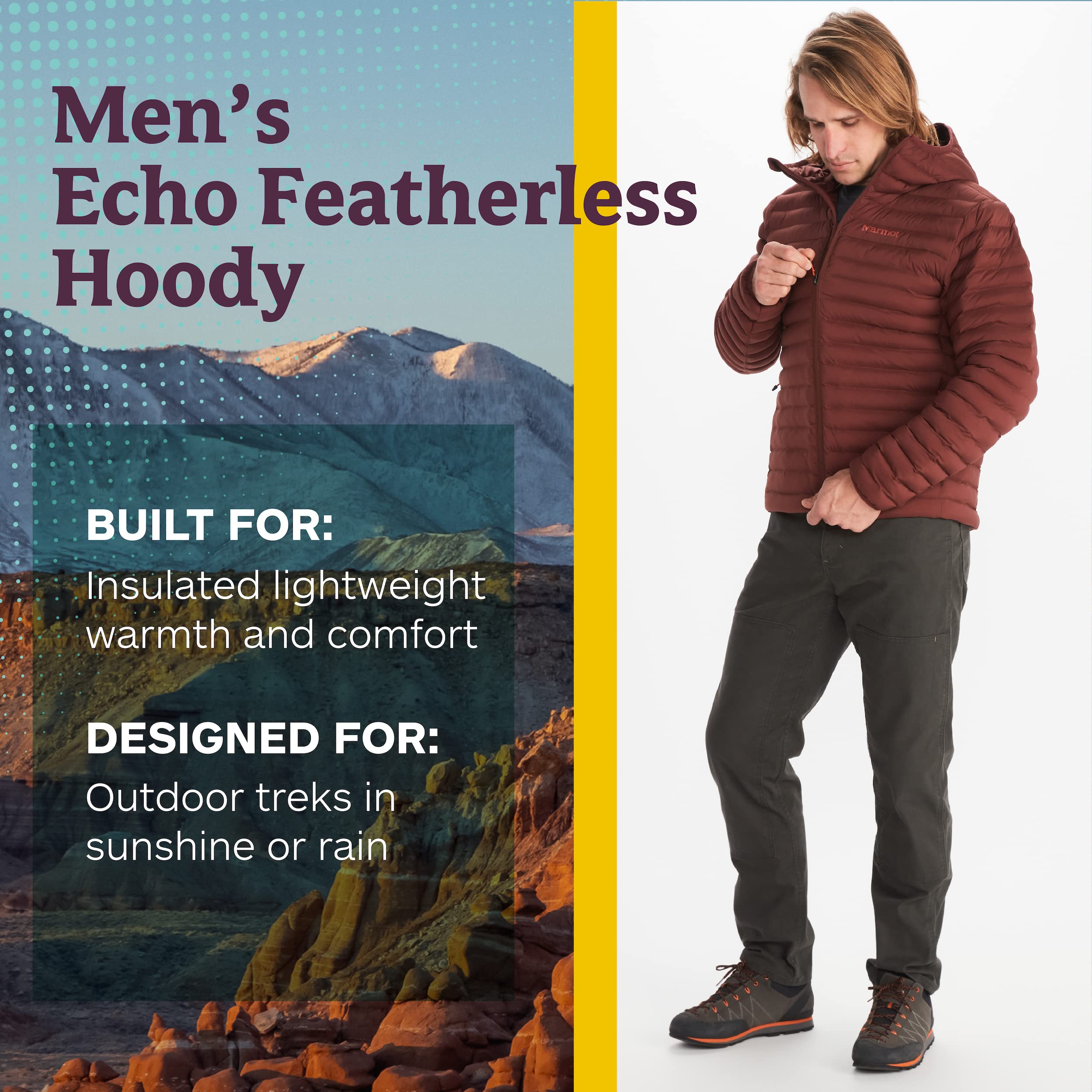 MARMOT Men's Echo Featherless Hoody - Lightweight Down-Alternative Puffer Jacket with Hood for Hiking, Camping & Outdoor Adventures | Water-Resistant Winter Coat