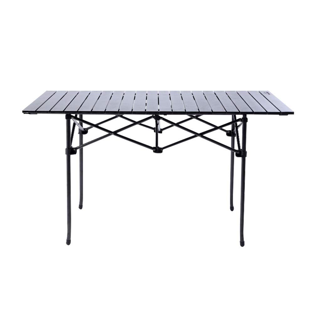 Portable Aluminum Folding Camping Table with Roll-Up Top & Net Pocket - Lightweight Outdoor Picnic Dining Cooking Table for Camping, Hiking, Beach & Garden Use