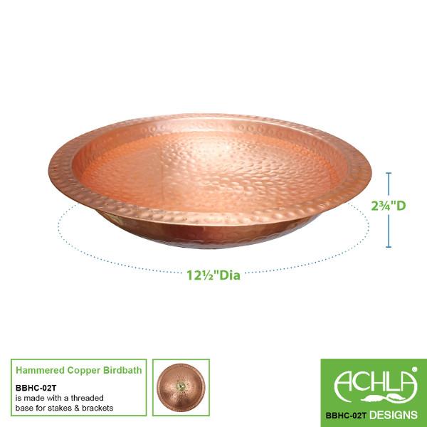 Handmade Hammered Solid Copper Birdbath Bowl - Outdoor Garden Decor for Birds - Perfect for Backyard, Patio, and Wildlife Habitat